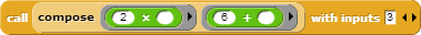 call 2 * (6 + _) with inputs 3