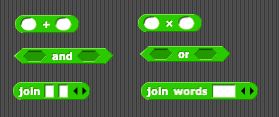 +, *, and, or, join, join words