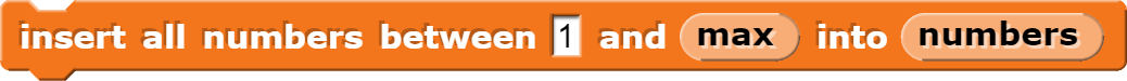 Insert all numbers between 'start' and 'end' into 'list'
