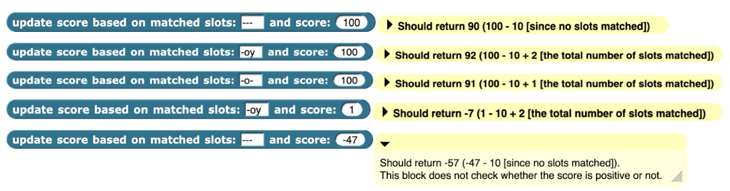 Testcases for Part 3 Block