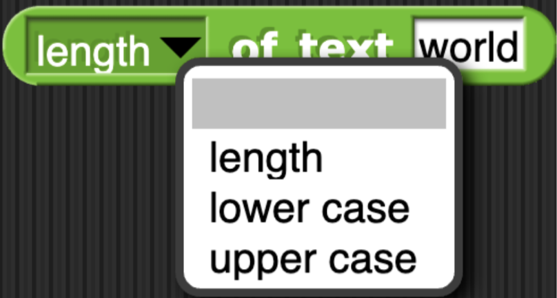 Length of text snap block with uppercase/lowercase options