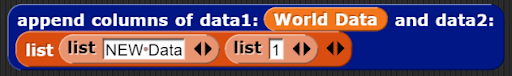 example input of appending new data with one column to world data