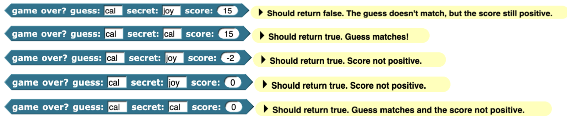 Testcases for Part 1 Block