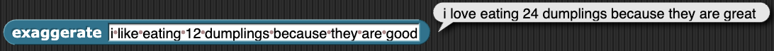 example showing text transformation with word replacements